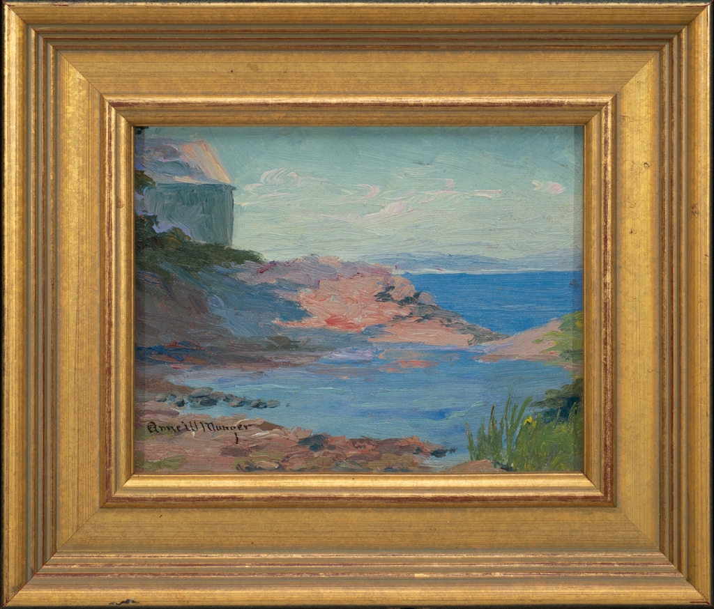 Artwork by Anne Wells Munger, Two Works: 1] Calm Sea View (Possibly Maine) 2] Spring Sea View, Made of Oil on artist board