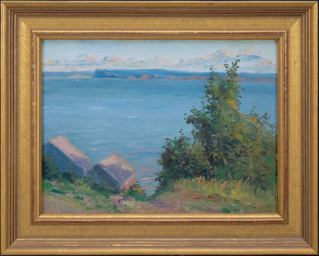 Artwork by Anne Wells Munger, Two Works: 1] Calm Sea View (Possibly Maine) 2] Spring Sea View, Made of Oil on artist board