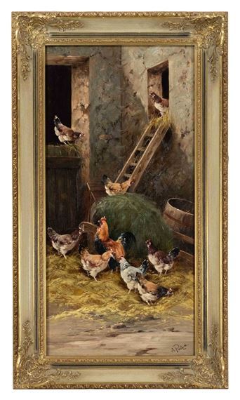 Chickens in a barn. - A. Prehn