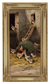 Chickens in a barn. - A. Prehn