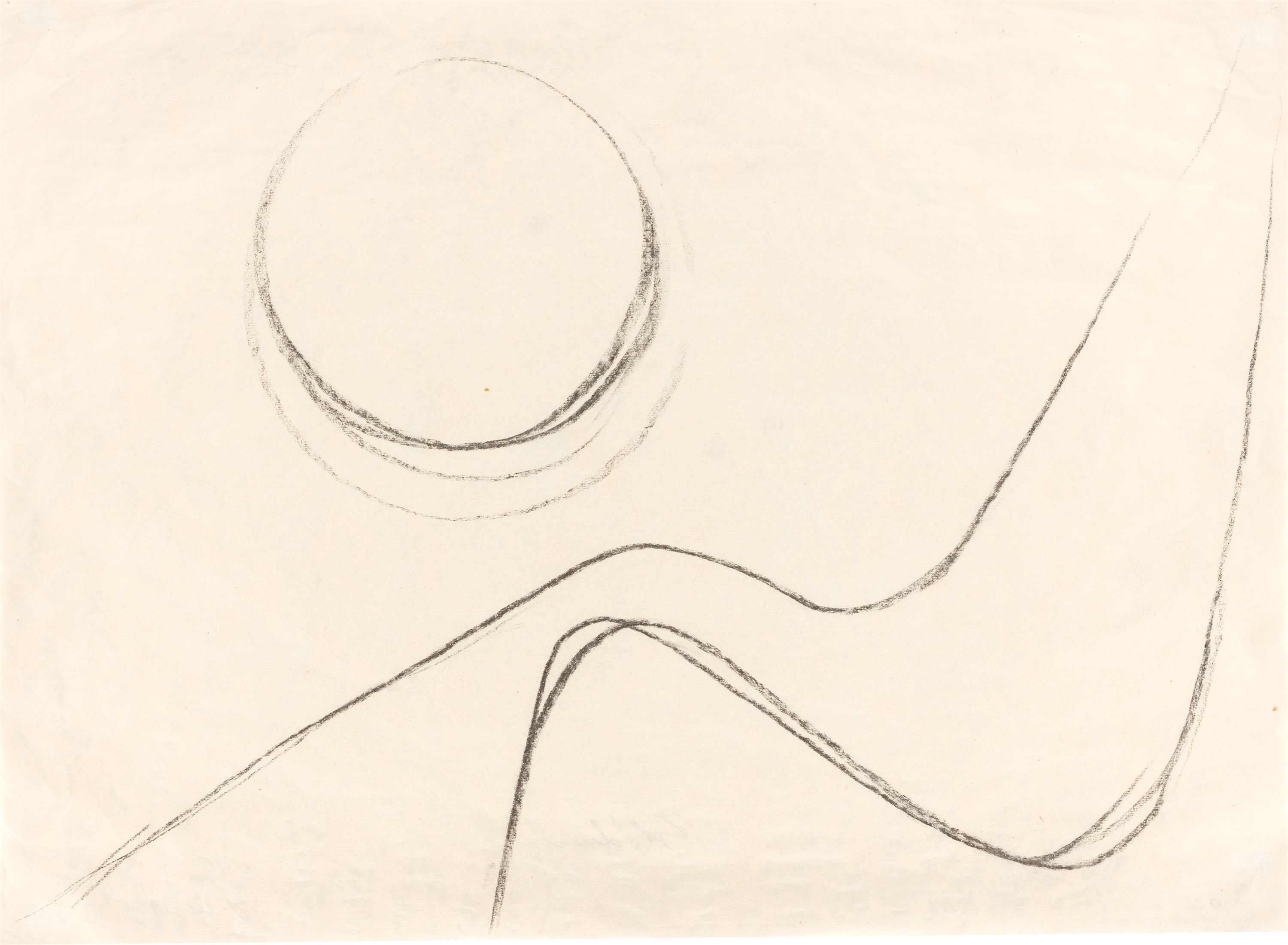Artwork by Hermann Glöckner, Circle with curves., Made of Charcoal on China laid paper