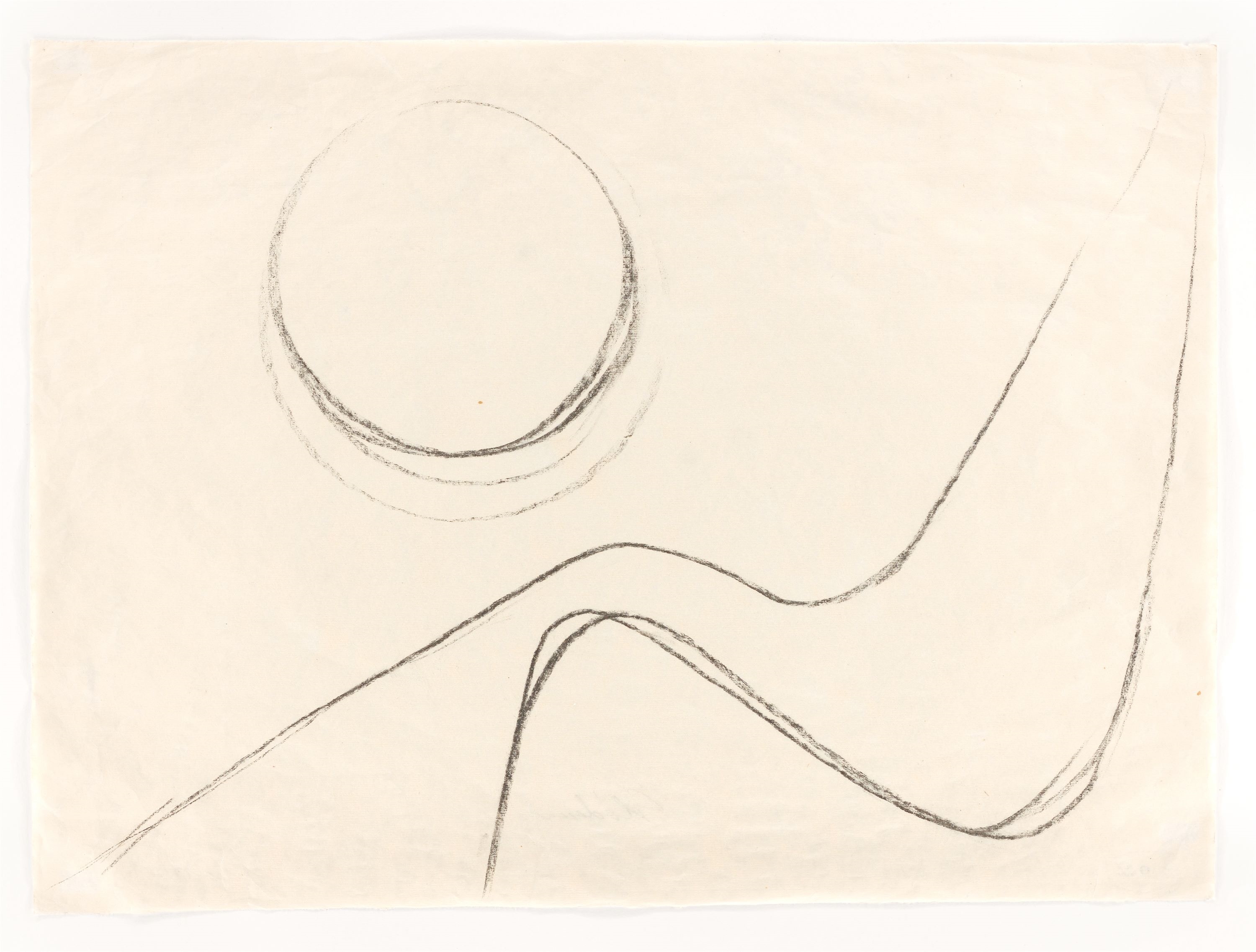 Artwork by Hermann Glöckner, Circle with curves., Made of Charcoal on China laid paper