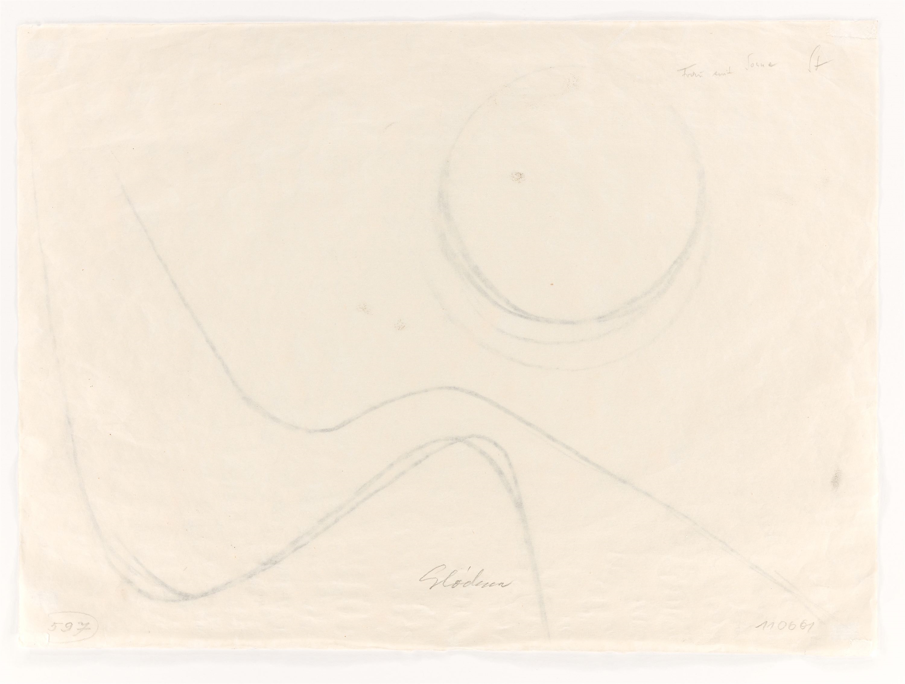 Artwork by Hermann Glöckner, Circle with curves., Made of Charcoal on China laid paper