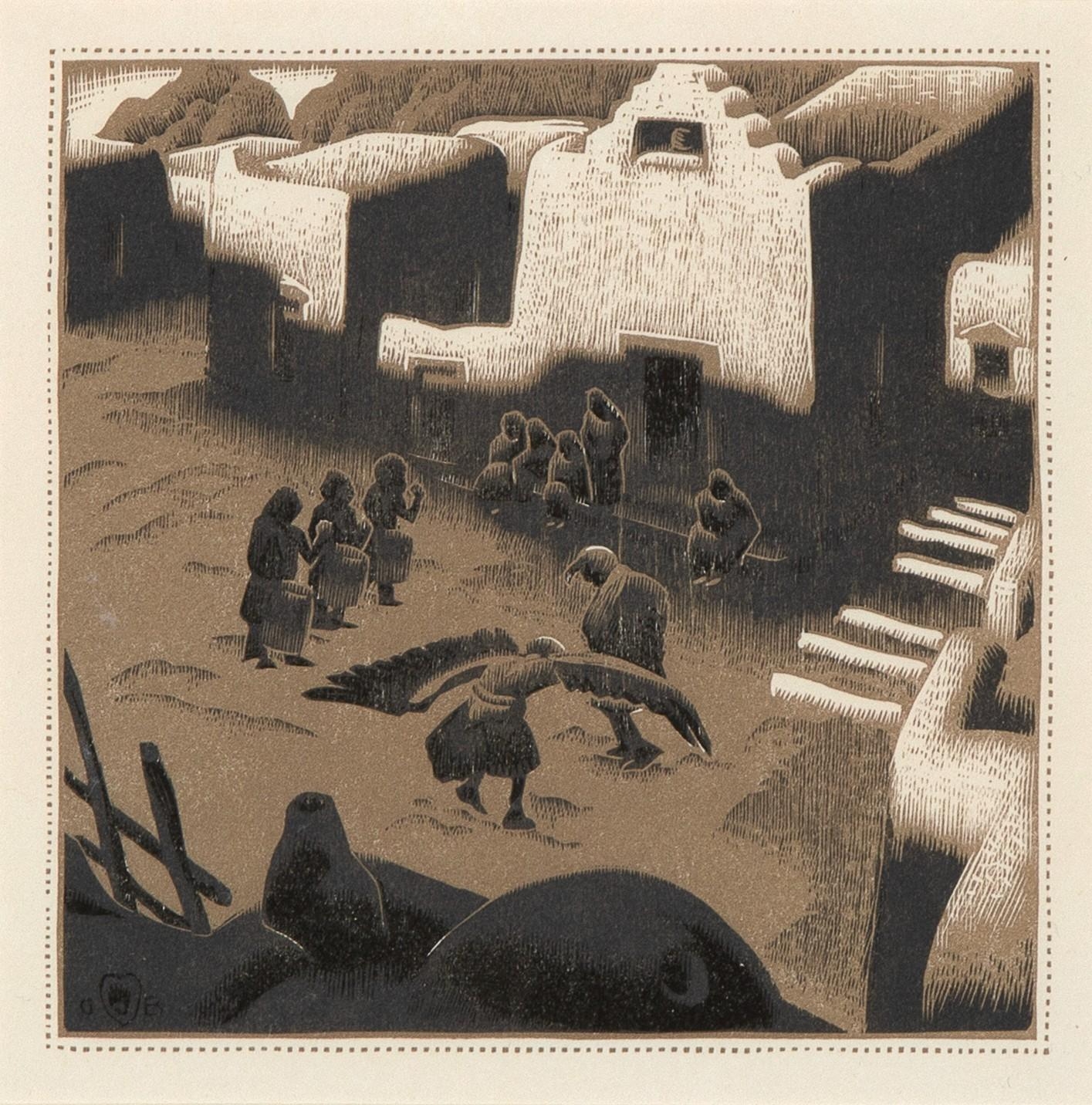 Gustave Baumann | An Eagle Dance Ceremony - Tesuque Pueblo (1932 ...