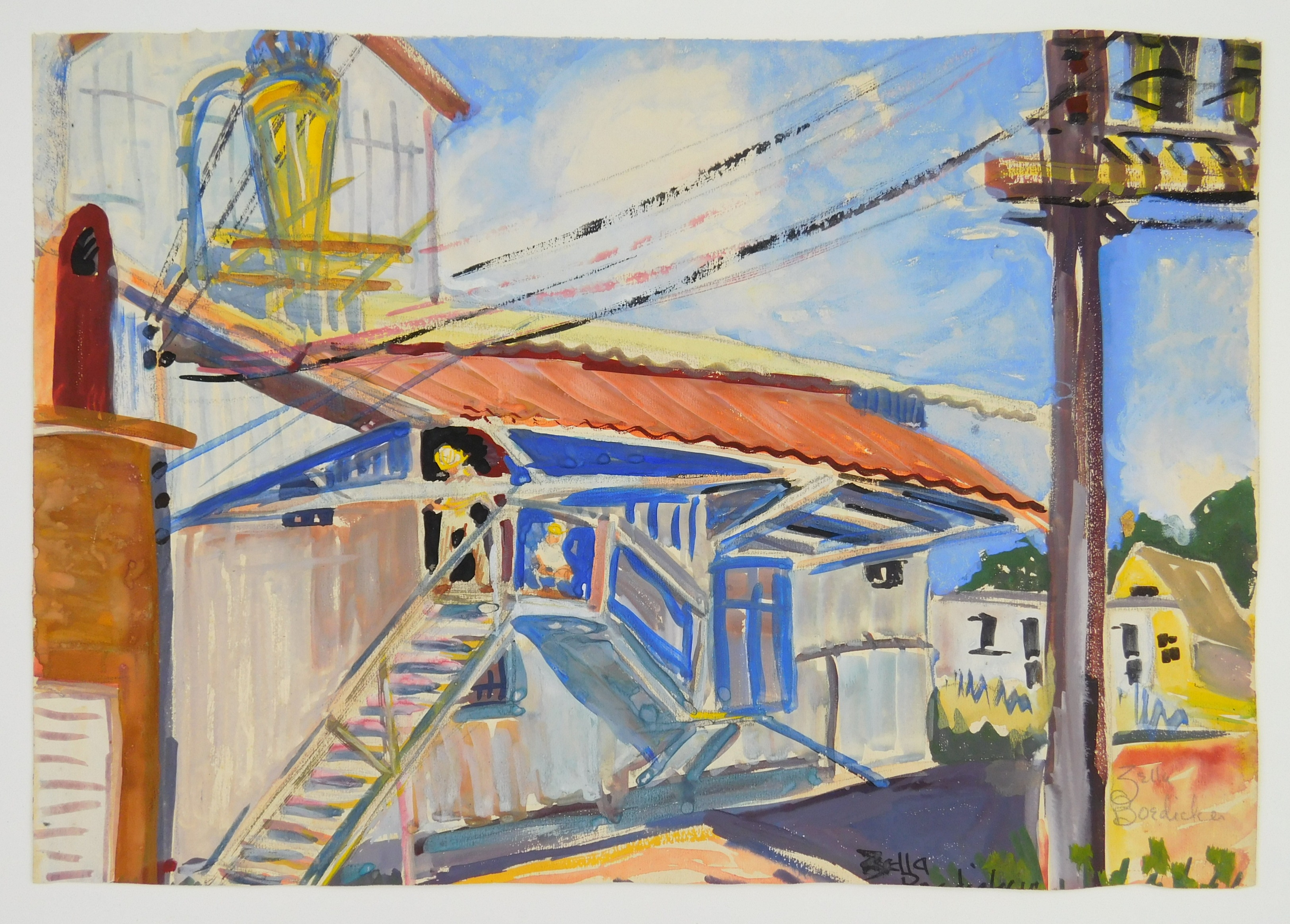 Artwork by Zella Boedicker, Factory Scene, Made of watercolor on paper