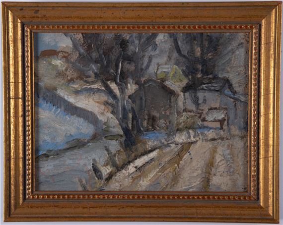 Winter Scene with Houses on a Hill - Matthew E. Ziegler