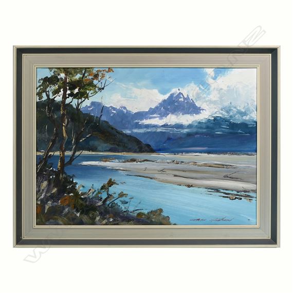 絵画　美術品　Aston Greathead アストングレートヘッド　タスマニア New Zealand South Island Alps Mt Cook painting Aston