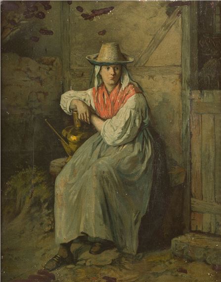 Woman in a courtyard by Jean Baptiste Madou