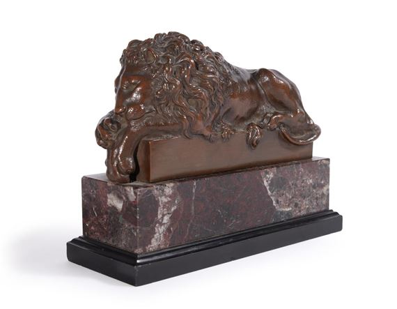 Antonio Canova | A PAIR OF BRONZE MODELS OF RECLINING LIONS | MutualArt
