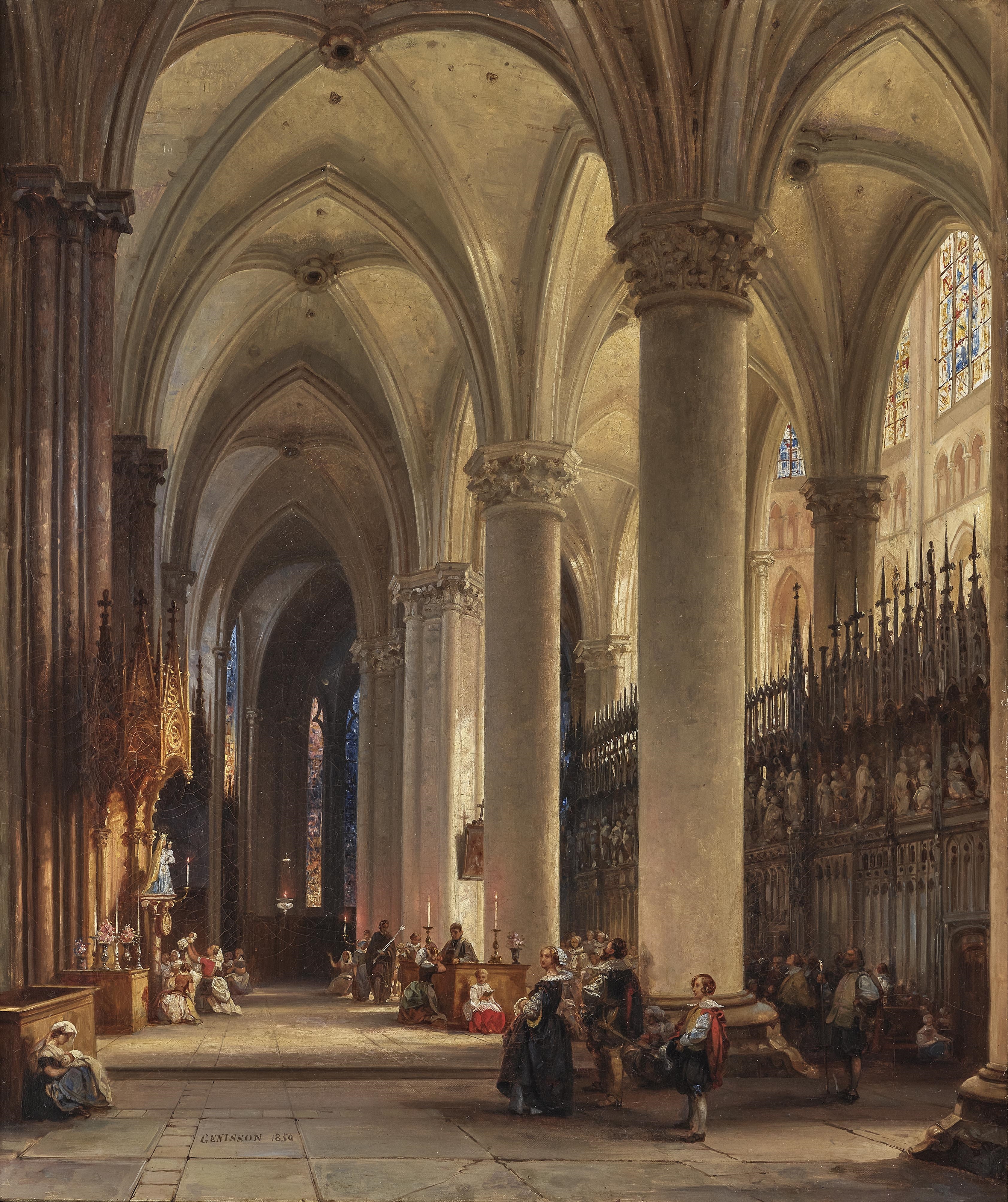 Im Inneren einer gotischen Kathedrale by Jules Victor Genisson, 18