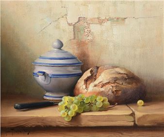 Tureen, Cob Loaf, Grapes and Knife - Robert Chailloux