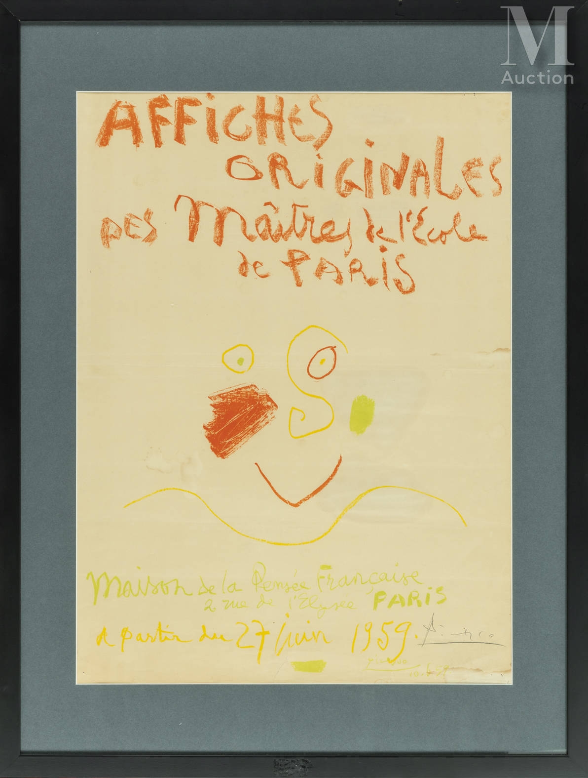 Affiches originales des maîtres de l'école de Paris, Maison de la Pensée Française by Pablo Picasso, 1959