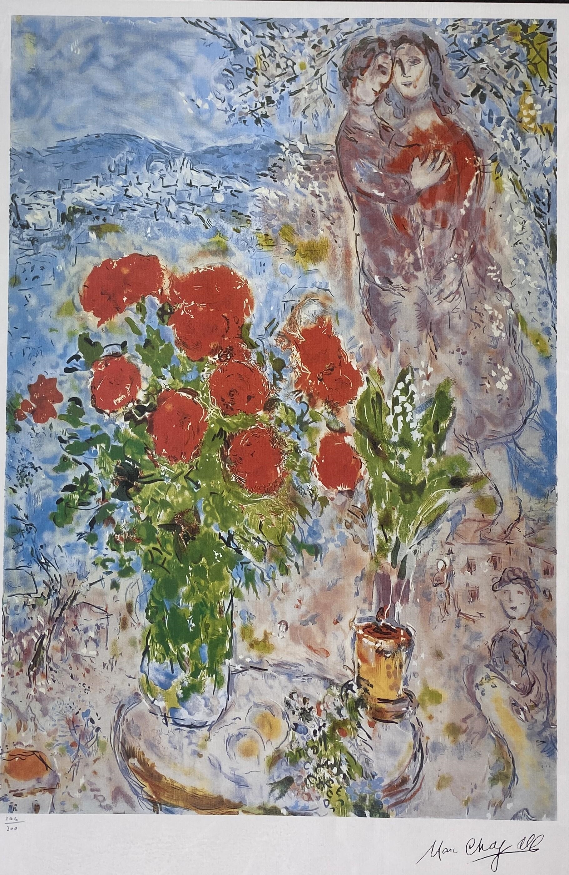Marc Chagall | Couple & Red Roses | MutualArt
