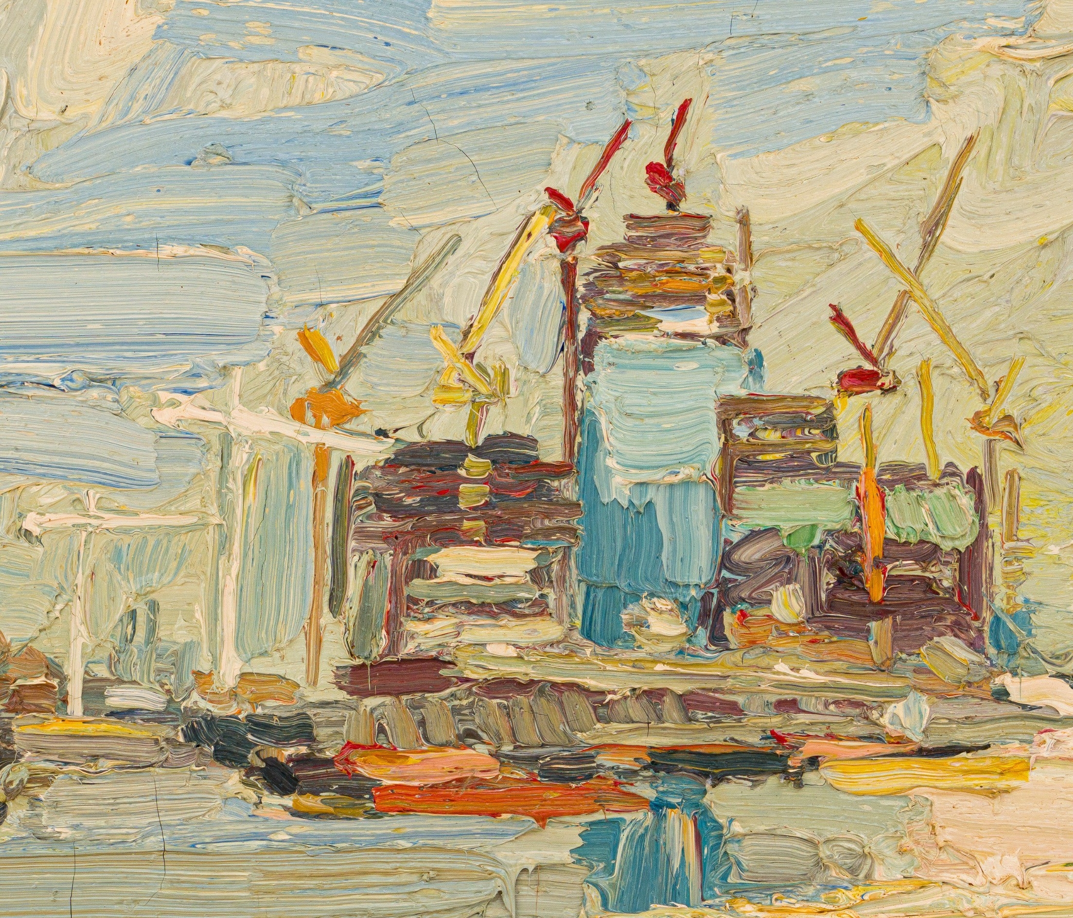 George Rowlett | Canary Wharf Nearing Completion, Sun over Deptford ...