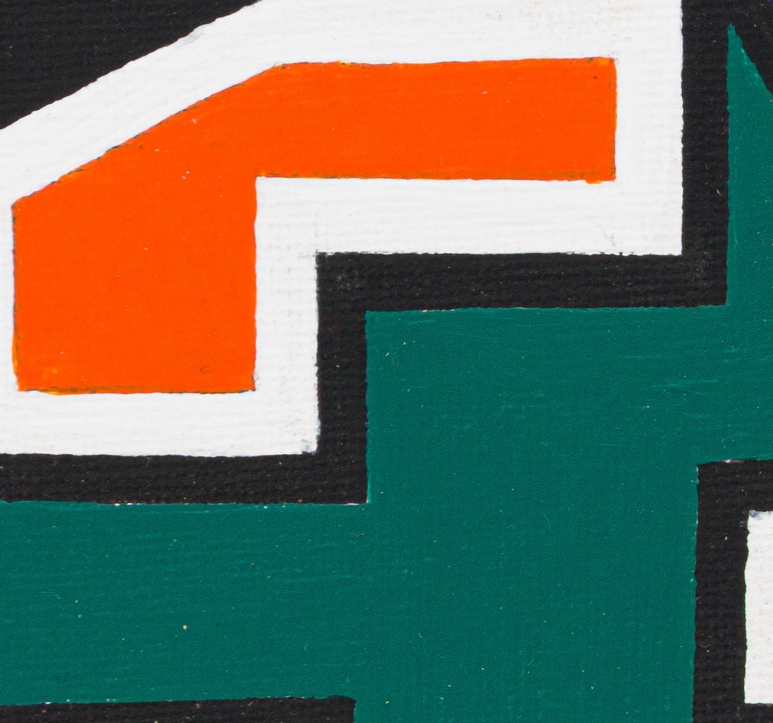 Artwork by Esther Mahlangu, Ndebele Designs, Made of acrylic on canvas laid down on board