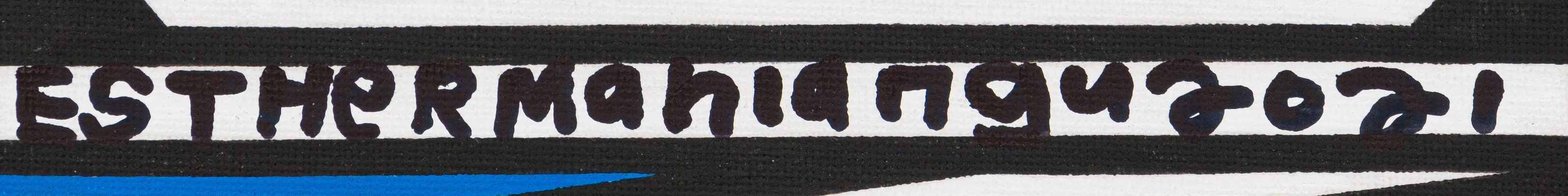 Artwork by Esther Mahlangu, Ndebele Designs, Made of acrylic on canvas laid down on board