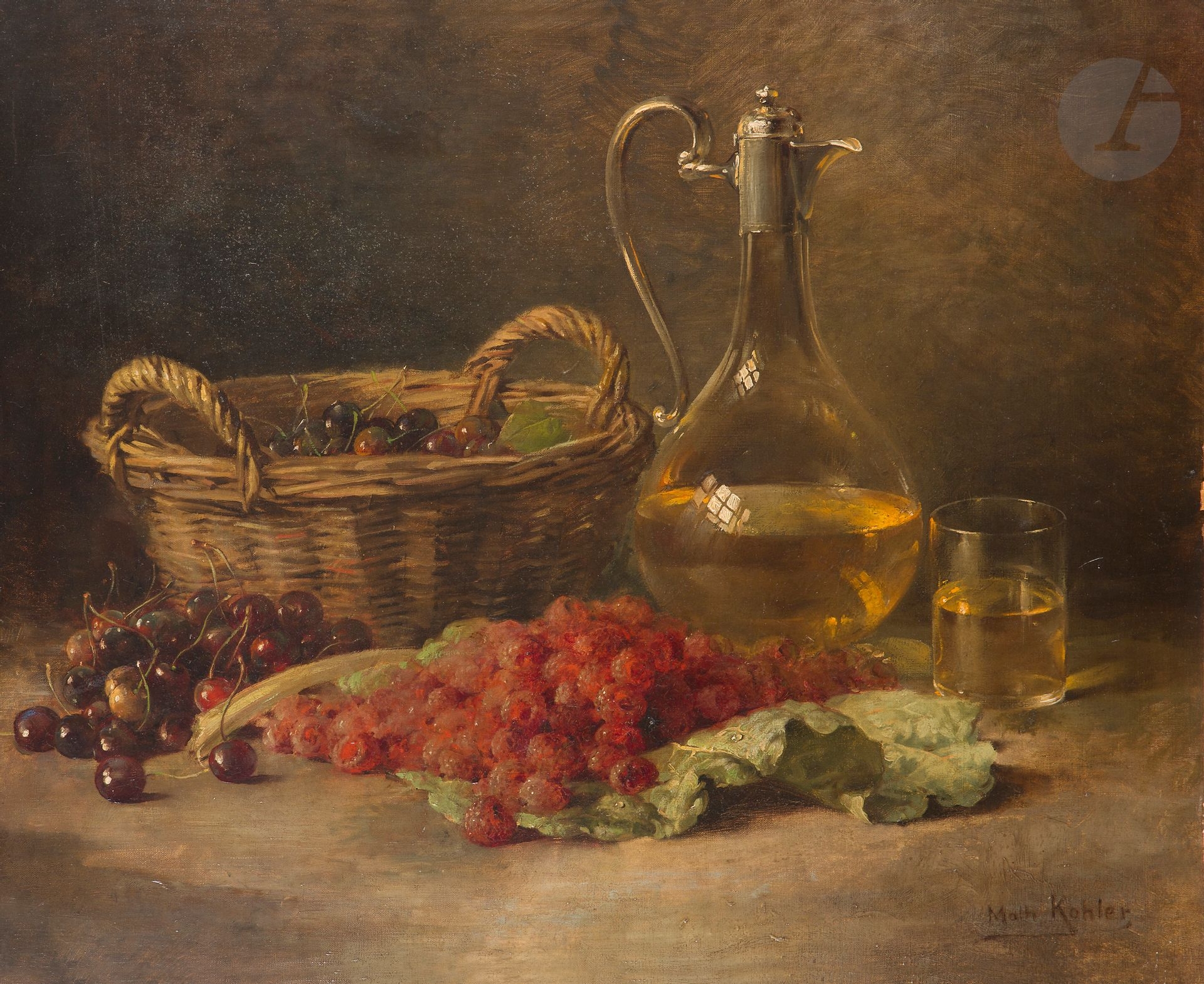 Artwork by Mathieu Kohler, Still life with raspberries, Made of canvas