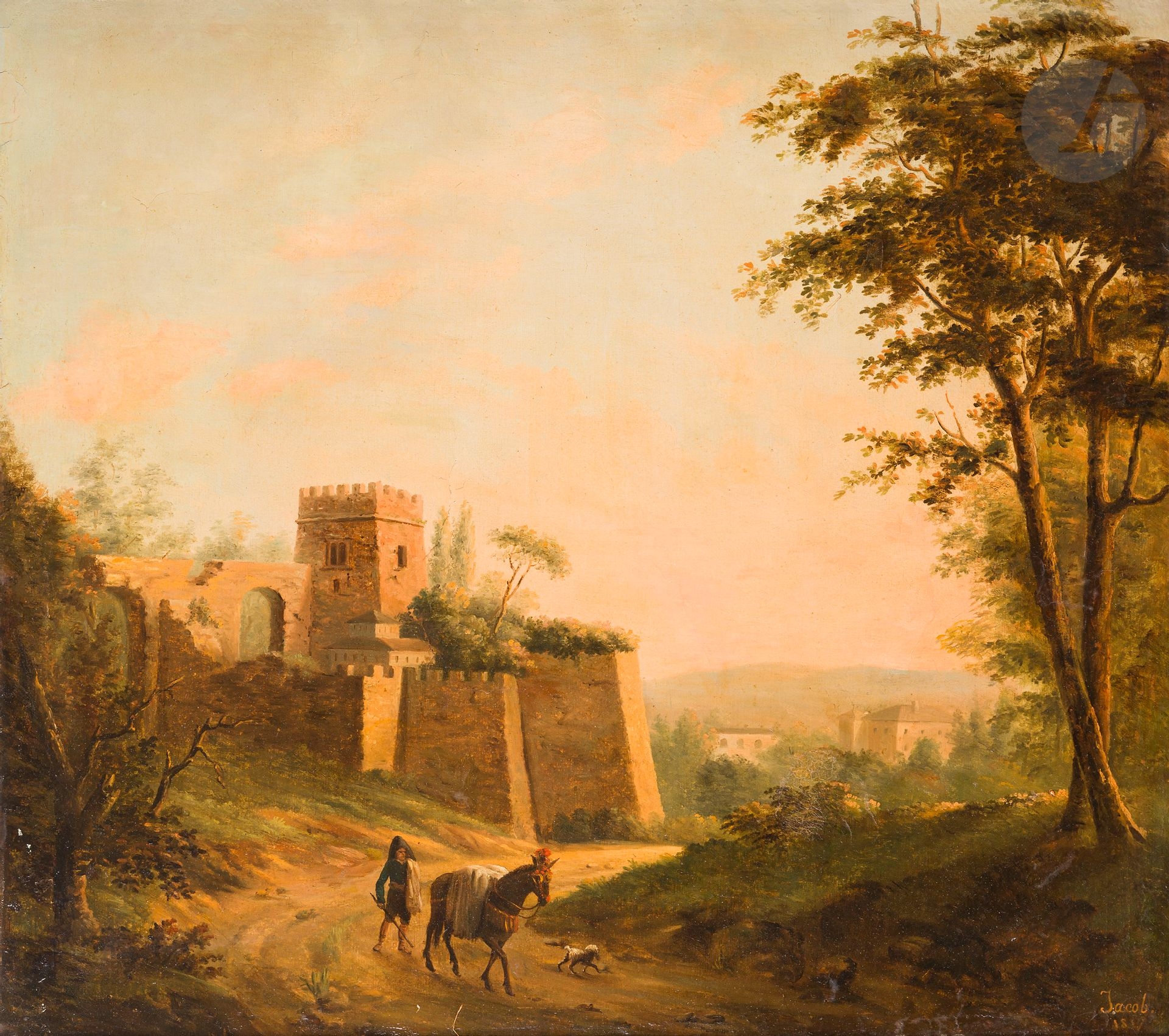 Artwork by Claude Antoine Jacob, Animated landscape, Made of canvas