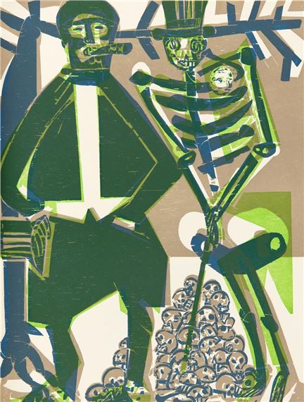 Totentanz von Basel mit den Dialogen des mittelalterlichen Wandbildes. by HAP  Grieshaber