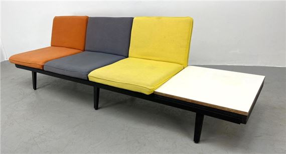 GEORGE NELSON Long Bench Sofa. HERMAN MILLER Steel Frame. interchangea by Herman Miller