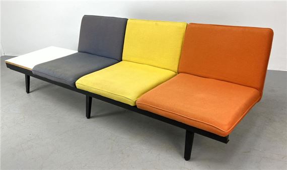 GEORGE NELSON Long Bench Sofa. HERMAN MILLER Steel Frame. interchangea by Herman Miller