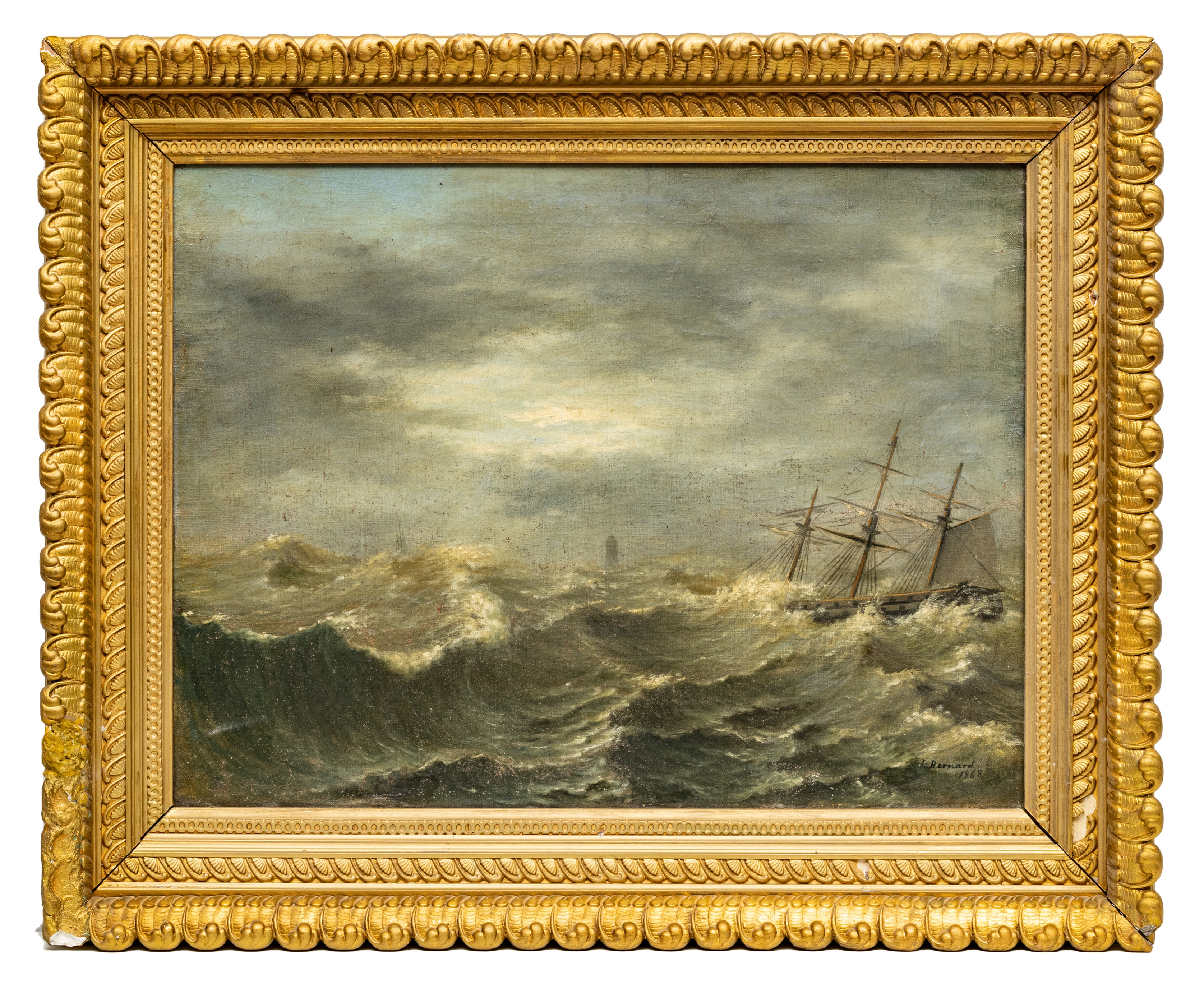 Artwork by I. Bernard, MARITIME SCENE, Made of oil on canvas