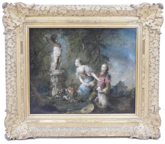 The promise to Love by Gabriel Jacques de Saint-Aubin, French School, 18th Century