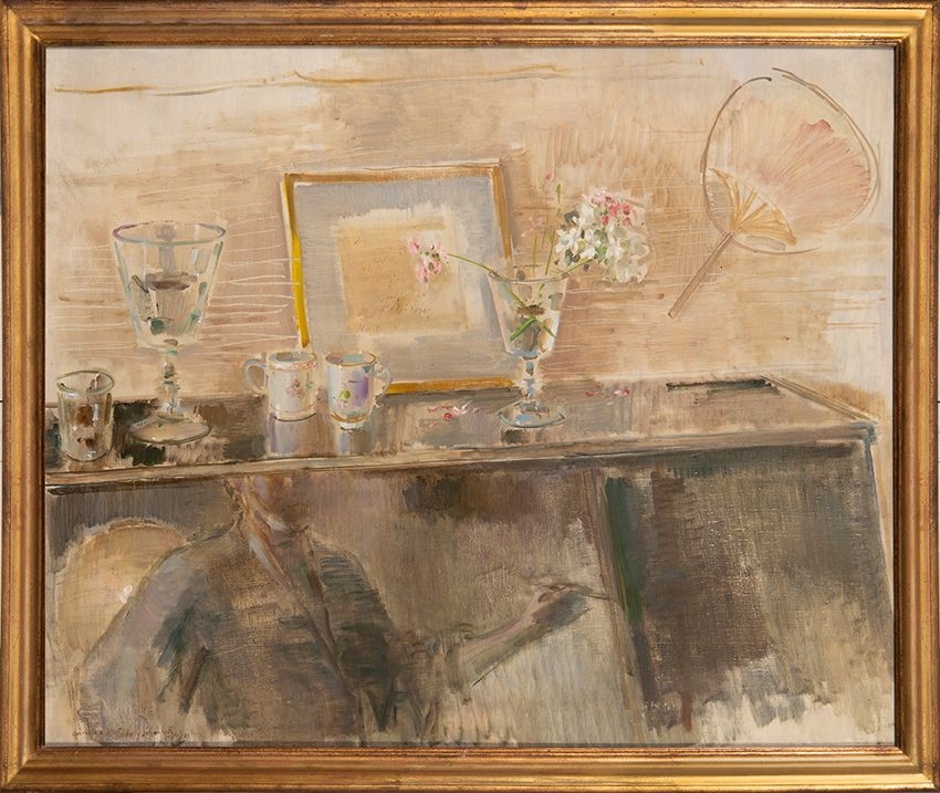 Artwork by Ramón Gaya, Homenaje a Nietzsche y autorretrato en el piano 1981, Made of oil on canvas