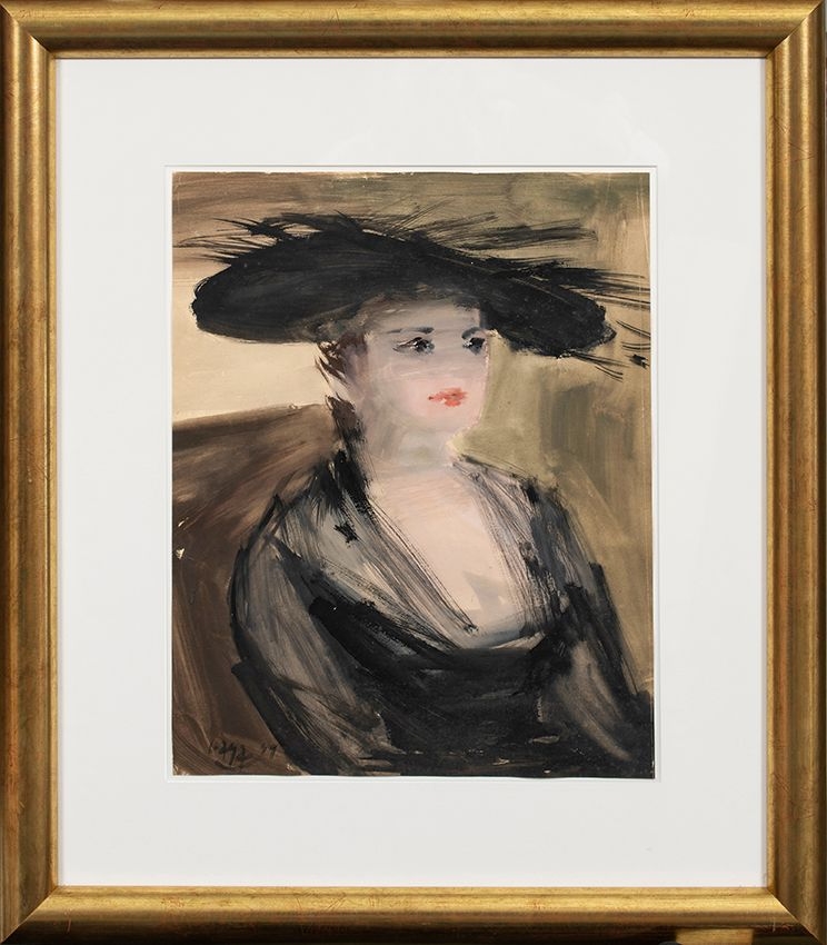 Artwork by Ramón Gaya, Retrato de dama, México, Made of Gouache on paper