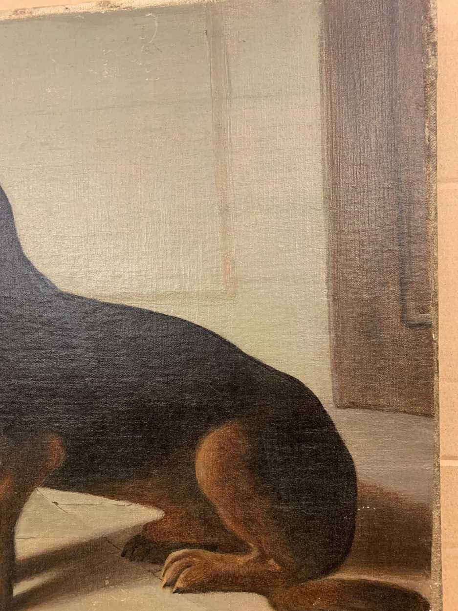 Artwork by Emil Rahm, Two dachshunds, Made of oil on canvas