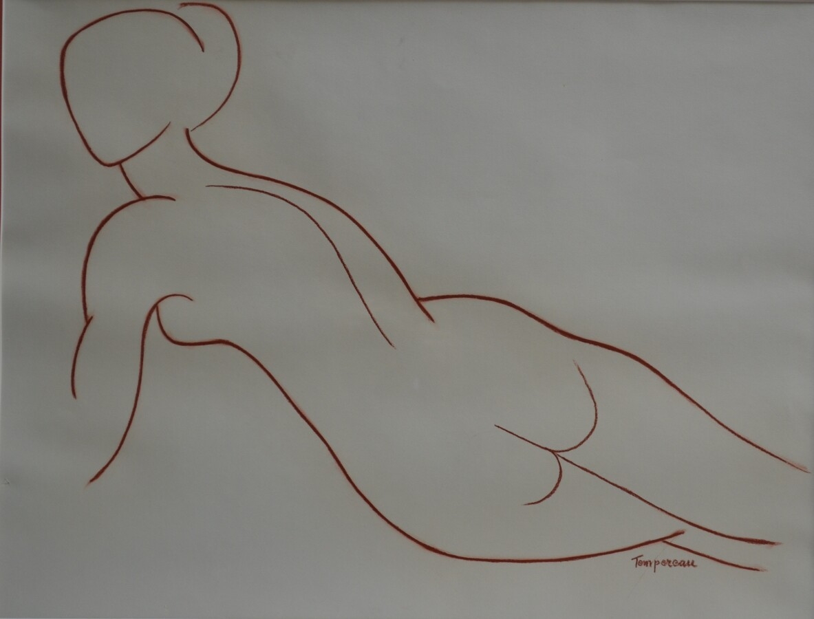 Artwork by Jacques Tempereau, NU FÉMININ ÉTENDU DE DOS, Made of Pastel