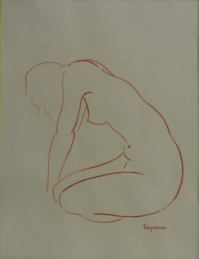 Artwork by Jacques Tempereau, NU FÉMININ ACCROUPI, Made of Pastel