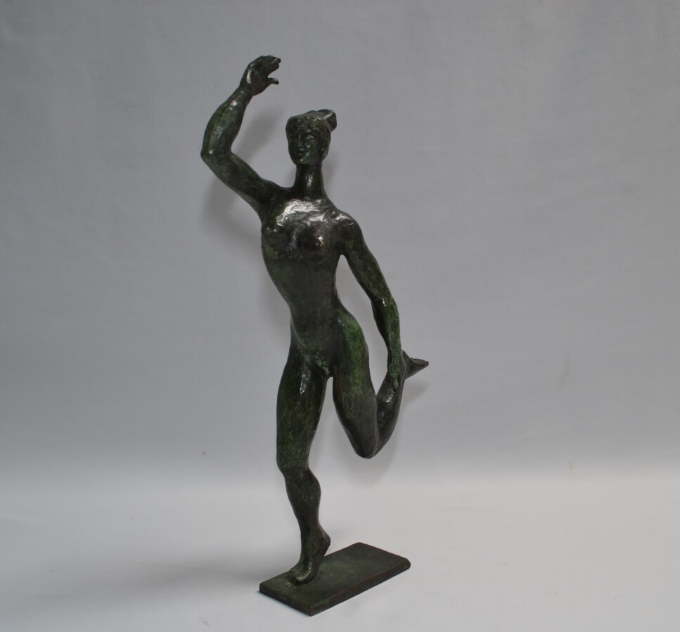Artwork by Jacques Tempereau, Delphinium, ANT n°9, Made of Bronze with green patina