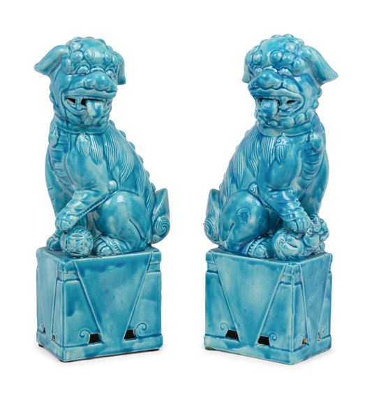 A Pair of Chinese Porcelain Temple Guardian Figures by Chinese School
