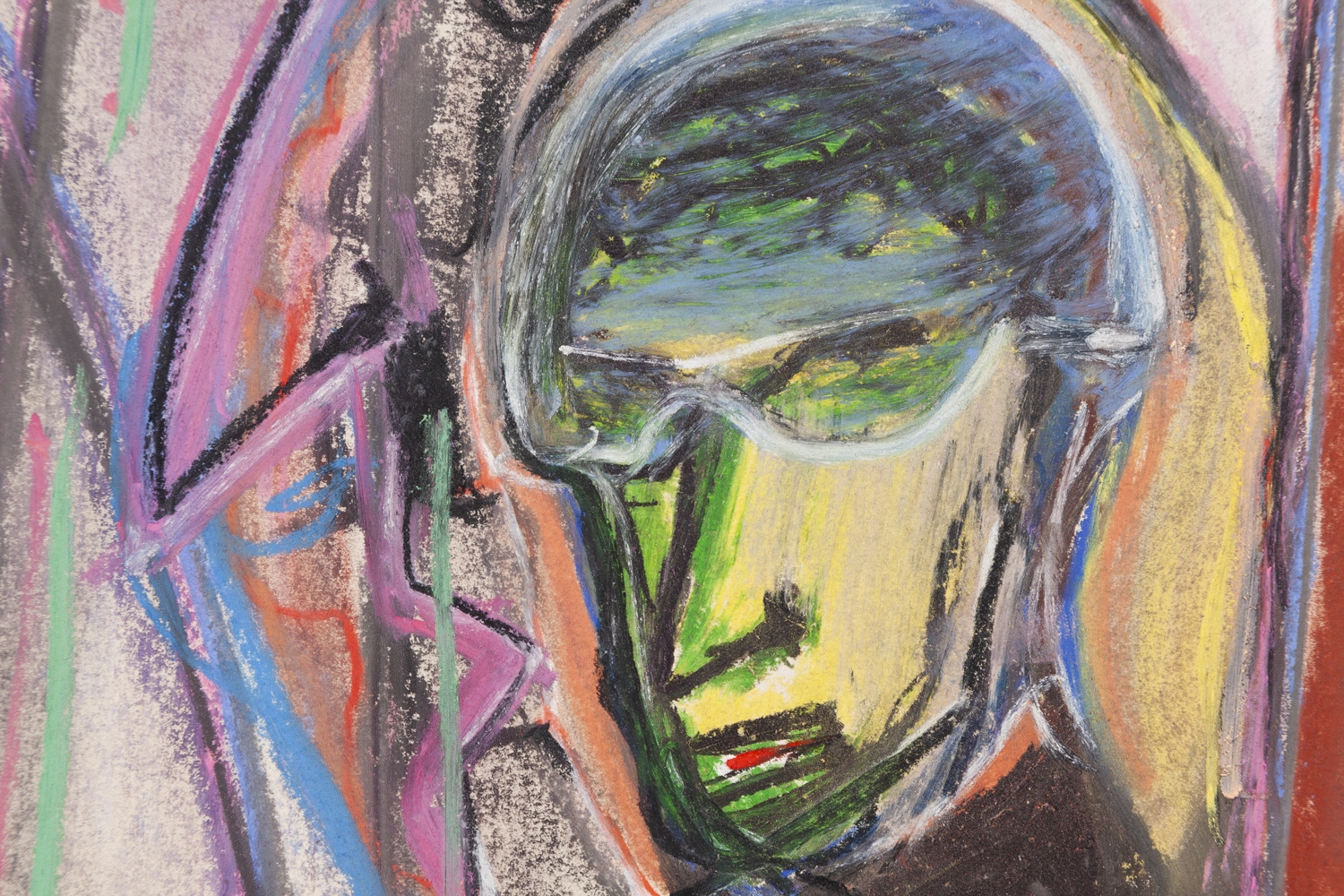 Artwork by Mateusz Kula, Fluorescent Gothic Against All Rust, Made of pastel, oil pastel/paper