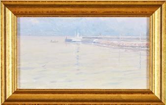 Skymning i hamnen - Greta Falk Simon