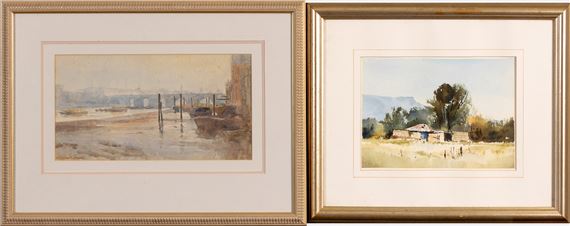 farmhouses and canal scene by Elizabeth Drake