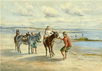 Children with donkeys on beach - Chris Meadows