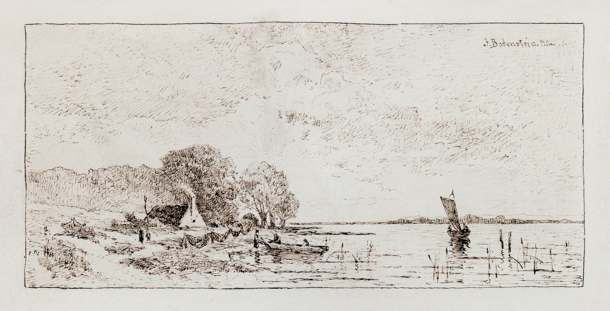 Artwork by Julius Bodenstein, Zwei Landschaftszeichnungen, Made of woodcuts