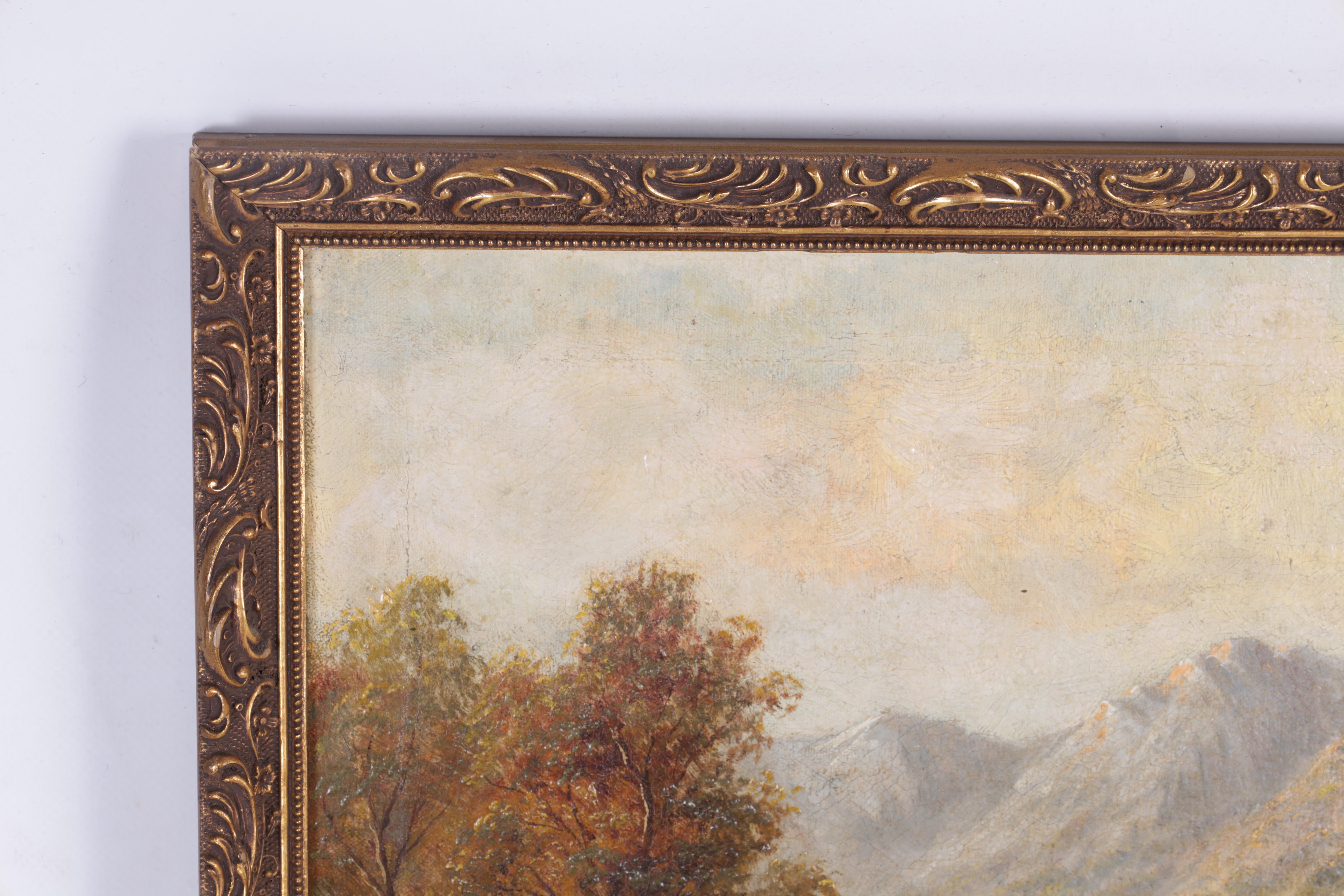 Artwork by C. Leader, depicting a river landscape, Made of OIL ON CANVAS