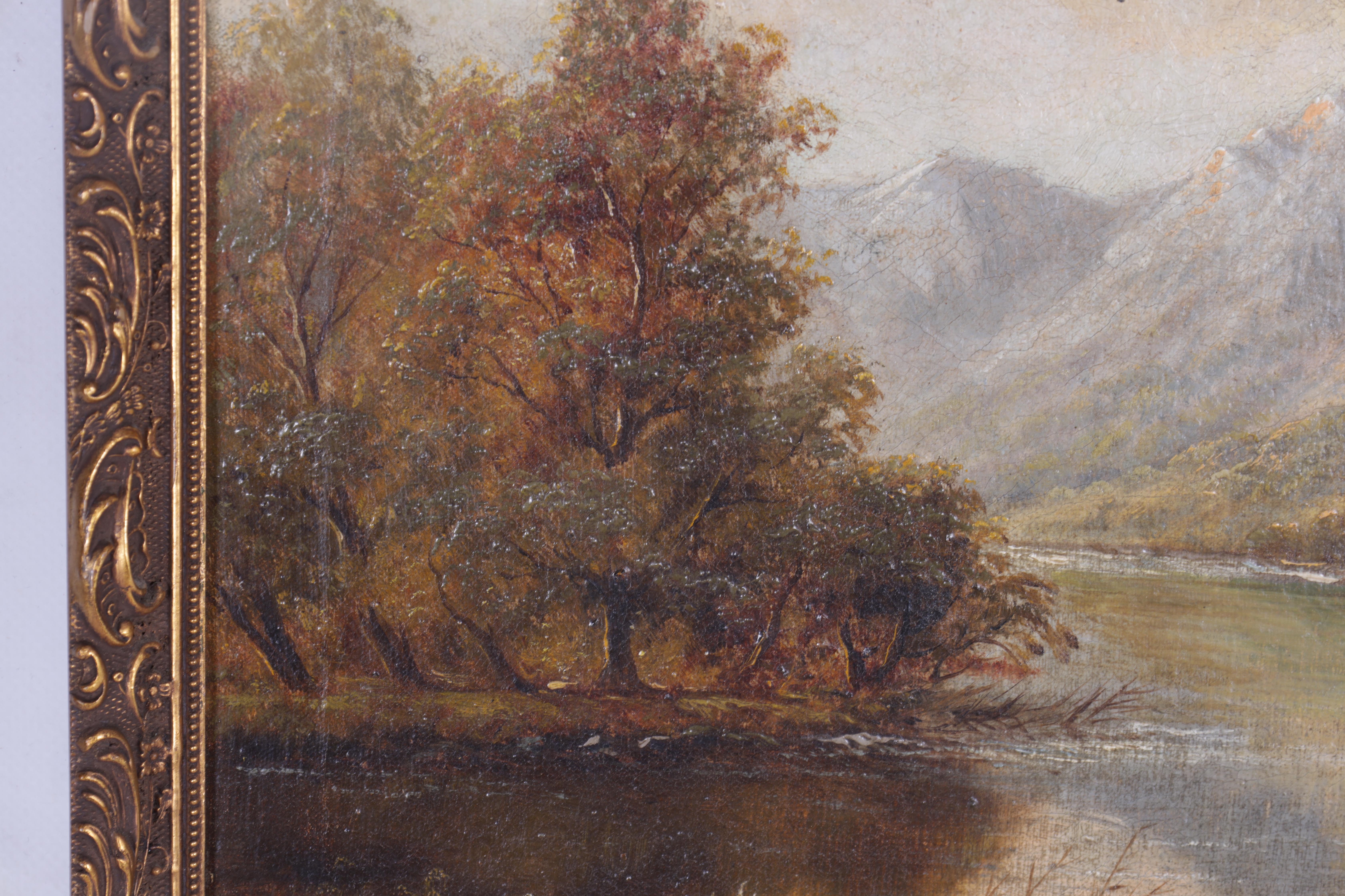 Artwork by C. Leader, depicting a river landscape, Made of OIL ON CANVAS