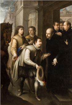 San Ignacio recibiendo a San Francisco de Borja en la Casa Profesa de Roma - Juan Simon Gutierrez