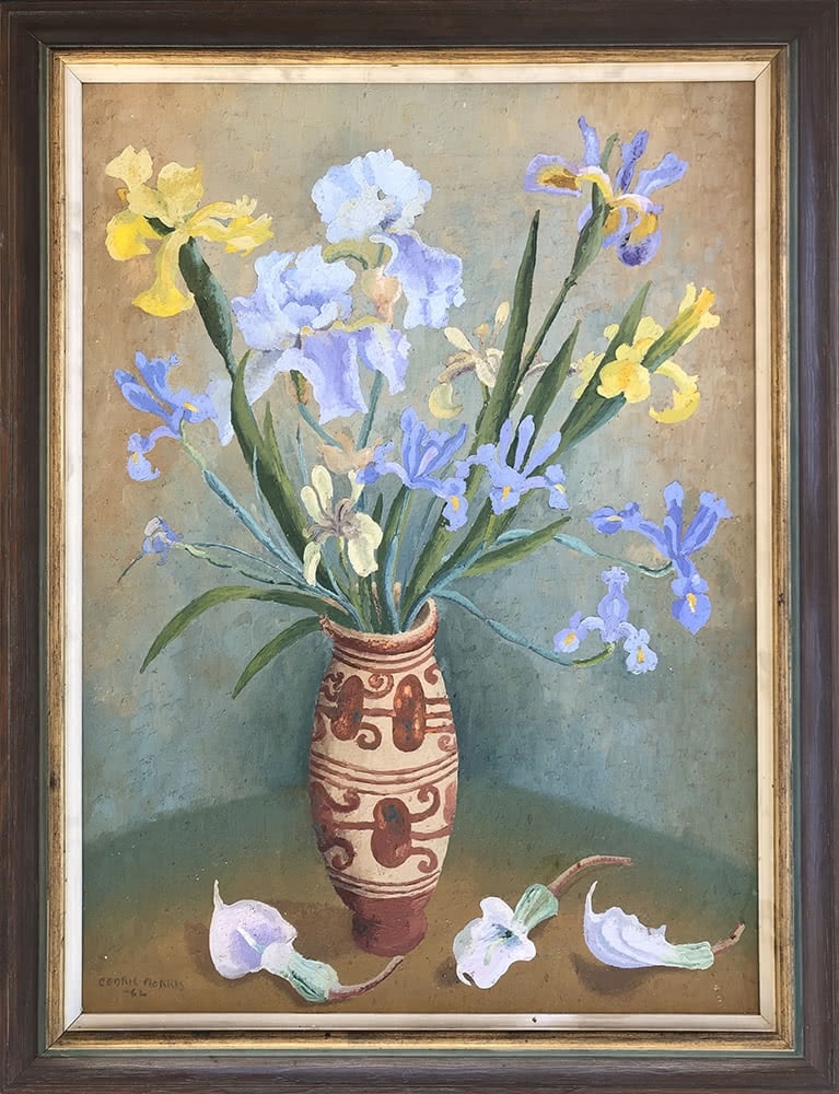 Still Life with Irises by Sir Cedric Morris, dated 1962