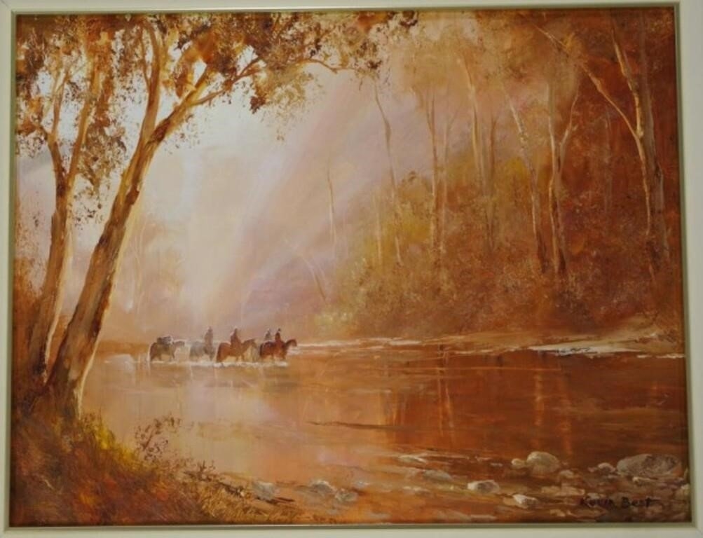 Artwork by Kevin John Best, 3 Mile Crossing, at Sunup, Made of oil on board