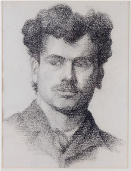 Young Man with Curly Hair, In a Coat by Jennie M. Burr, 1896