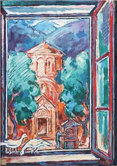 DVA PRIJATELJA PRED PETROVOM CRKVOM - Aleksandar Deroko