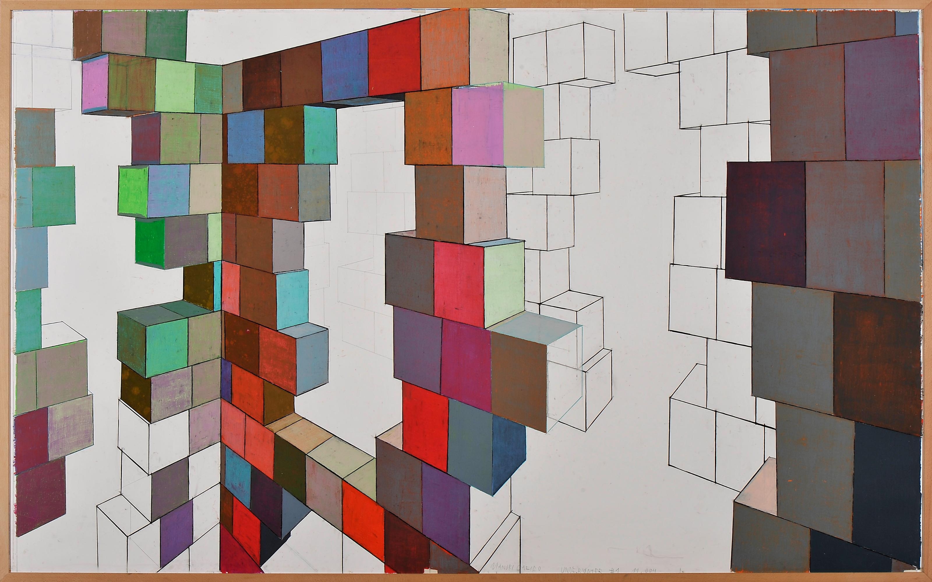 Artwork by Manuel Caeiro, Underwater #1, Made of mixed technique on paper