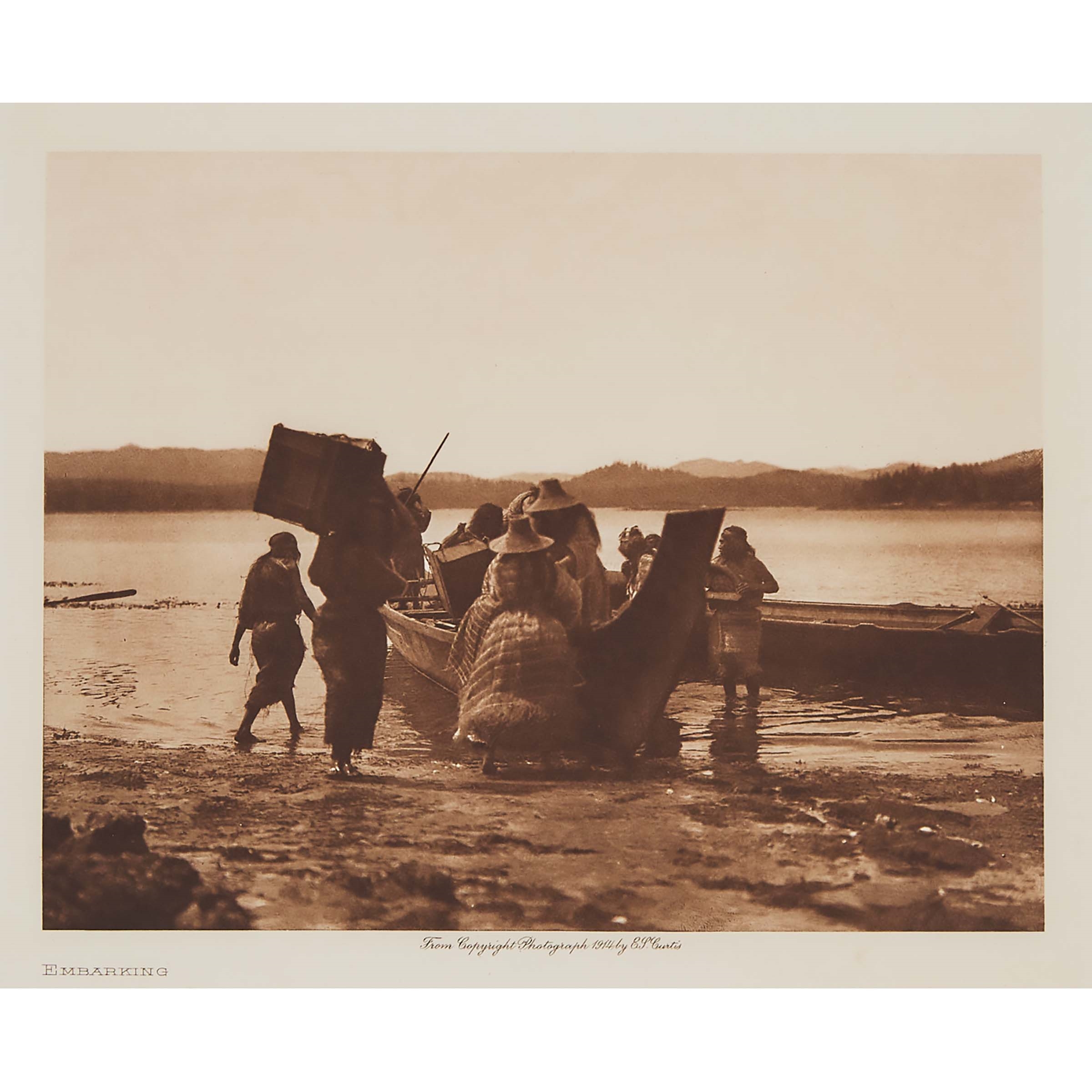 EMBARKING (FROM "THE NORTH AMERICAN INDIAN," VOLUME 10) by Edward S. Curtis, 1914
