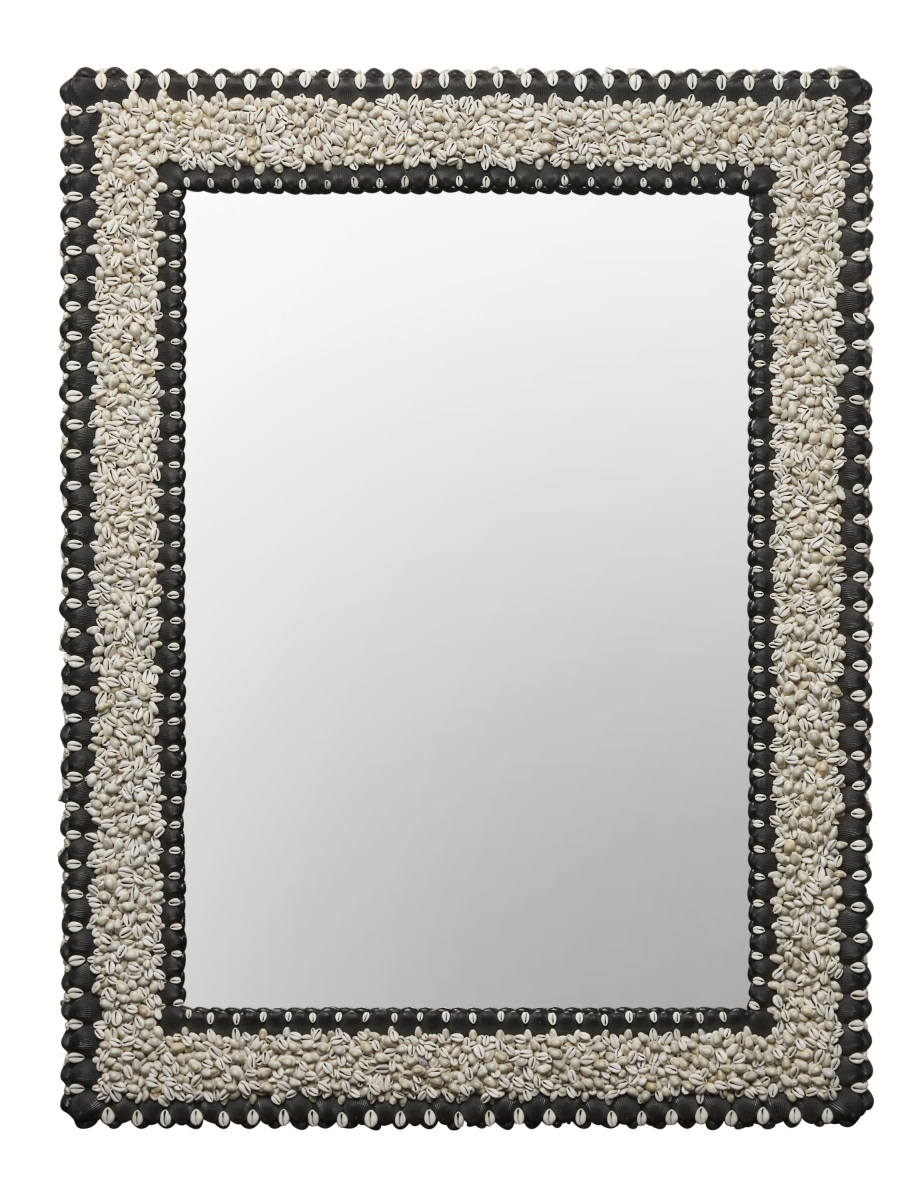 Artwork by Paul Bruce, Shell Mirror, Made of white and black
