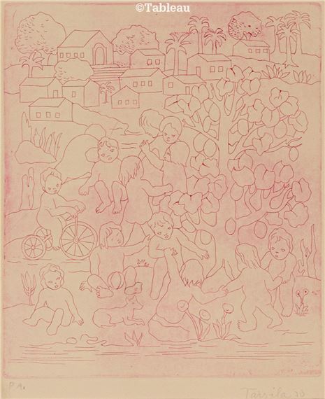 Crianças no vilarejo by Tarsila do Amaral, 1970